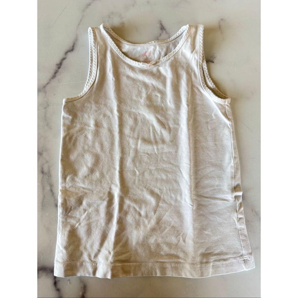 H&M tank top cream girls 4-5 year undershirt layering basic staple top soft